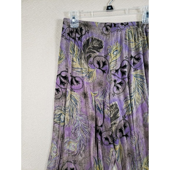 A Touch of Class Pants Women L/XL Multicolor Pleated Wide Leg Floral Slinky - Picture 2 of 9